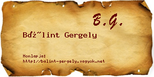 Bálint Gergely névjegykártya